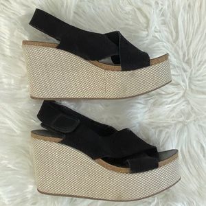 Pedro Garcia Blk Leather Wedge Sandals 38/7.5